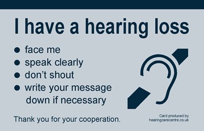 I have a hearing loss - Communication card
